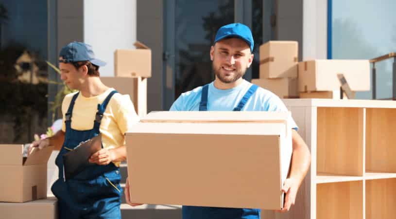 warehouse worker moving boxes
