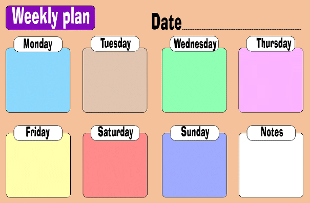 calendarr with different colored squares